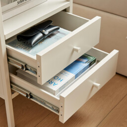 Lykke Cream Metal Storage Bedside Table - thumbnail 4