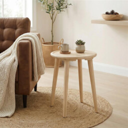 Orizaba Round White Oak Wood Side Table - thumbnail 1