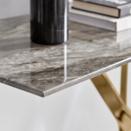 Leonardo Brown/Grey Marble Glass and Gold Console Table - thumbnail 4