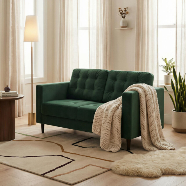Jolene Emerald Green Velvet 2 Seater Sofa - image 1