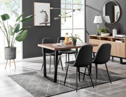 Kylo Brown Wood Effect Dining Table & 4 Corona Black Leg Chairs - thumbnail 1