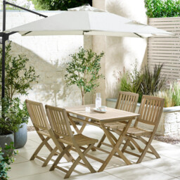 Hamburg  Wood 4 Seat Garden Dining Set - thumbnail 2