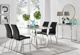 Kylo White Marble Effect Dining Table & 4 Isco Chairs