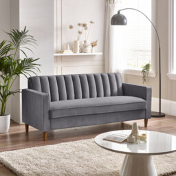 Kit Grey Velvet 3 Seater Sofa