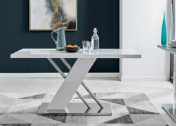 Sorrento White High Gloss And Chrome Dining Table And 6 Lorenzo Dining Chairs - thumbnail 3