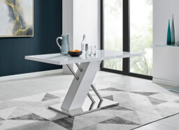 Sorrento White High Gloss And Chrome Dining Table And 6 Lorenzo Dining Chairs - thumbnail 4