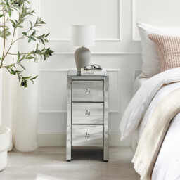 Murano 3 Drawer Mirrored Bedside Table - thumbnail 3