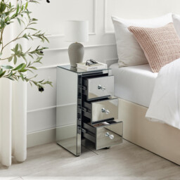 Murano 3 Drawer Mirrored Bedside Table - thumbnail 4