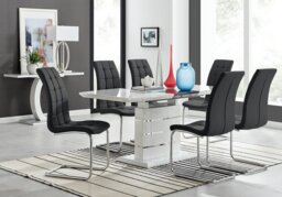Renato 120cm High Gloss Extending Dining Table and 6 Murano Chairs - thumbnail 1