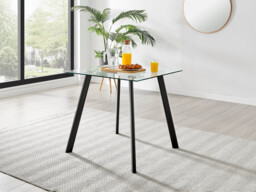 Seattle Glass and Black Leg Square Dining Table & 4 Milan Black Leg Chairs - thumbnail 2