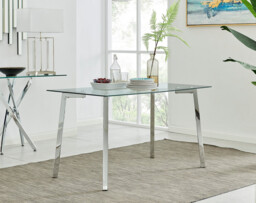Cosmo Chrome Metal And Glass Dining Table And 4 Lorenzo Dining Chairs - thumbnail 3