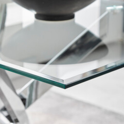 Leonardo Glass and Chrome Dining Table & 6 Calla Silver Leg Velvet Chairs - thumbnail 3