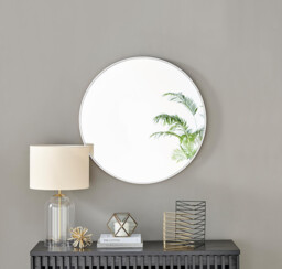 Emma White Round Wall Mirror 80cm - thumbnail 3