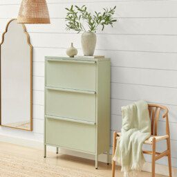 Eira Green Metal Storage Shoe Cabinet - thumbnail 1