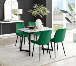Carson White Marble Effect Dining Table & 4 Pesaro Black Leg Chairs - thumbnail 3