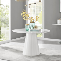 Palma Round White High Gloss 4-6 Seater Dining Table - thumbnail 1