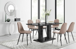 Imperia 6 Black Dining Table and 6 Corona Black Leg Chairs - thumbnail 3