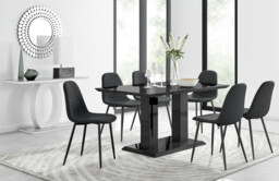 Imperia 6 Black Dining Table and 6 Corona Black Leg Chairs - thumbnail 4