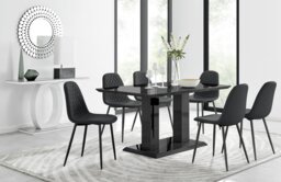 Imperia 6 Black Dining Table and 6 Corona Black Leg Chairs - thumbnail 1