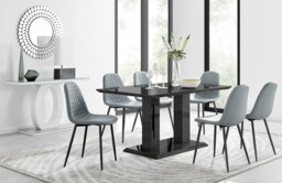 Imperia 6 Black Dining Table and 6 Corona Black Leg Chairs - thumbnail 2