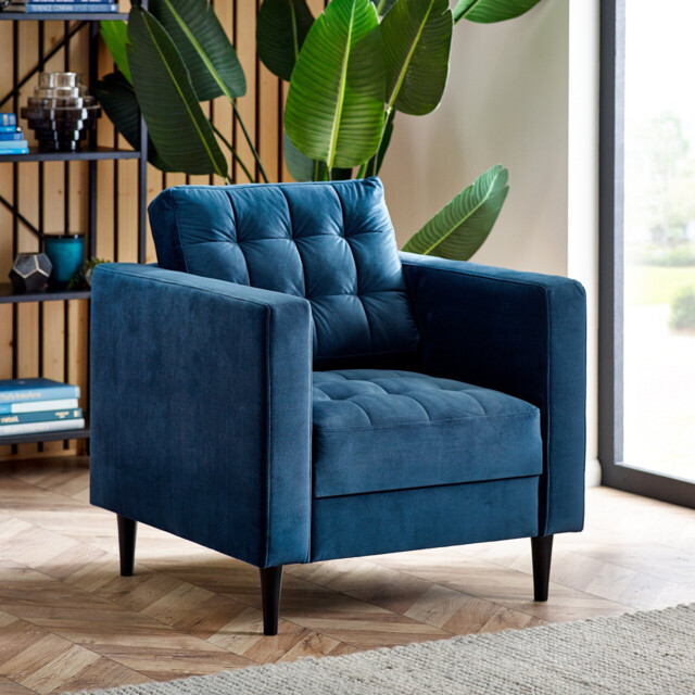 Jolene Navy Blue Velvet Armchair - image 1