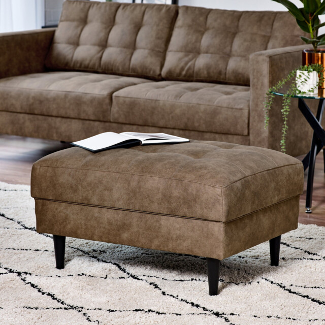 Jolene Brown Faux Leather Footstool - image 1
