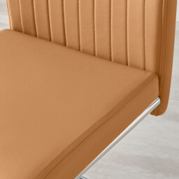 2x Lorenzo Tan Faux Leather Dining Chairs - thumbnail 4