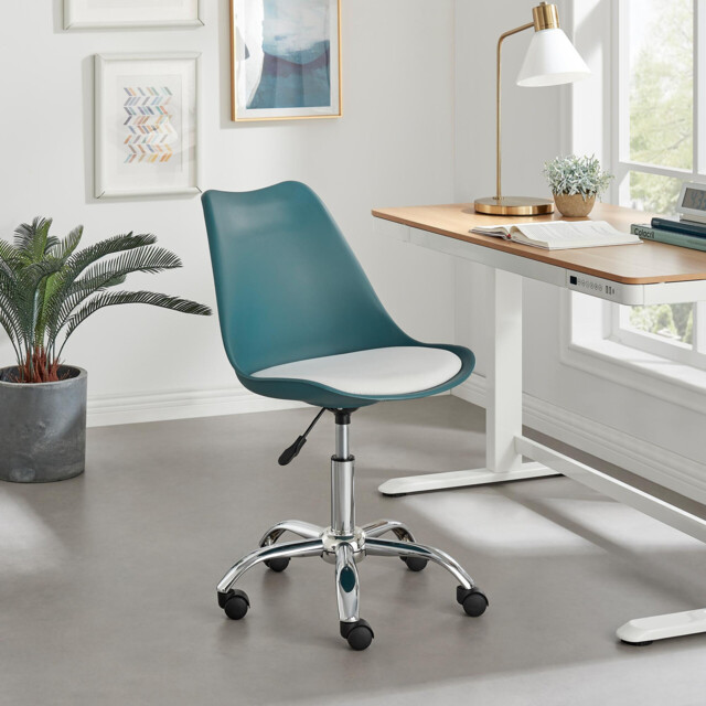 Oslo Teal and White Faux Leather Office Chair - image 1