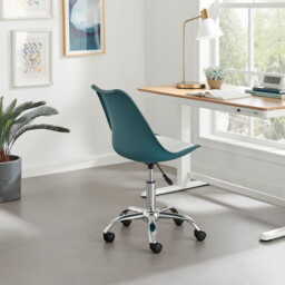 Oslo Teal and White Faux Leather Office Chair - thumbnail 3