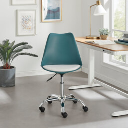 Oslo Teal and White Faux Leather Office Chair - thumbnail 2