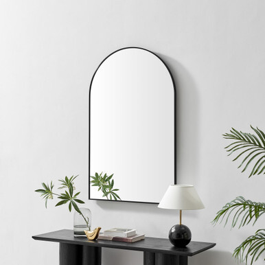 Charlie Black Metal Large 110x70cm Ovemantle Arch Mirror - image 1