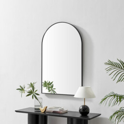 Charlie Black Metal Large 110x70cm Ovemantle Arch Mirror - thumbnail 1