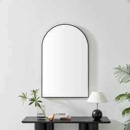 Charlie Black Metal Large 110x70cm Ovemantle Arch Mirror - thumbnail 2
