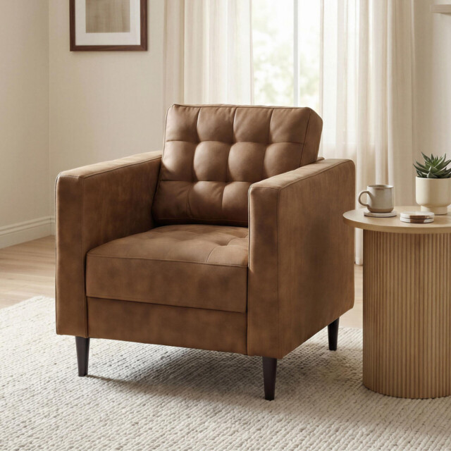 Jolene Tan Faux Leather Armchair - image 1