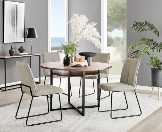 Adley Brown Wood Storage Dining Table & 4 Halle Chairs - image 1