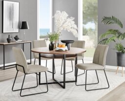 Adley Brown Wood Storage Dining Table & 4 Halle Chairs - thumbnail 1