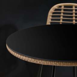Furniturebox Belize Beige & Cream 2 Seat Garden Bar Table Set, Rattan in Black/Cream/Beige - Size: 60x104x60 cm - thumbnail 2