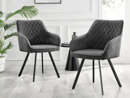 2x Falun Dark Grey Fabric Dining Chairs Black Legs - thumbnail 2