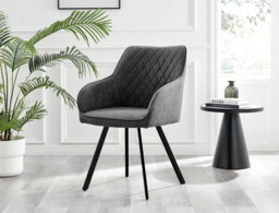 2x Falun Dark Grey Fabric Dining Chairs Black Legs - thumbnail 3