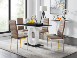 Giovani 4 Black Dining Table & 4 Gold Leg Milan Chairs - thumbnail 3