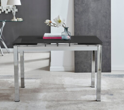Enna Rectangular Black Glass Extending 4-6 Seater Dining Table - thumbnail 3