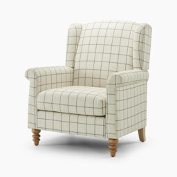 Maisette Cream Check Fabric Wingback Accent Armchair - thumbnail 4