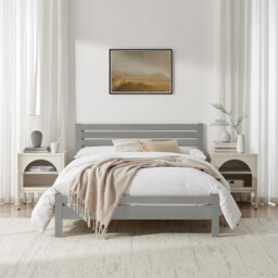 Declan Light Grey Solid Pine Double Bed Frame - thumbnail 2