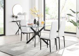 Leonardo Black Leg Glass Dining Table & 4 Milan Black Leg Chairs - thumbnail 1