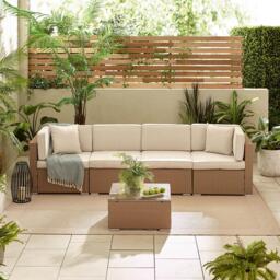 Furniturebox Orlando Beige & Cream 4 Seat Modular Garden Sofa, Rattan in Beige/Cream - Size: 72x75x72 cm - thumbnail 6