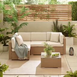 Orlando Beige Rattan & Cream 4 Seat Modular Garden Sofa - thumbnail 4