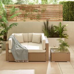 Furniturebox Orlando Beige & Cream 4 Seat Modular Garden Sofa, Rattan in Beige/Cream - Size: 72x75x72 cm - thumbnail 5