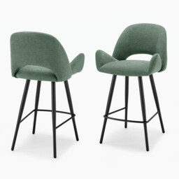 2x Layla Green Fabric Bar Chairs - thumbnail 3