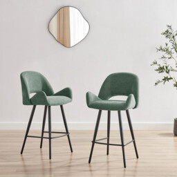 2x Layla Green Fabric Bar Chairs - thumbnail 2