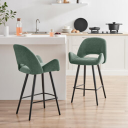 2x Layla Green Fabric Bar Chairs - thumbnail 1
